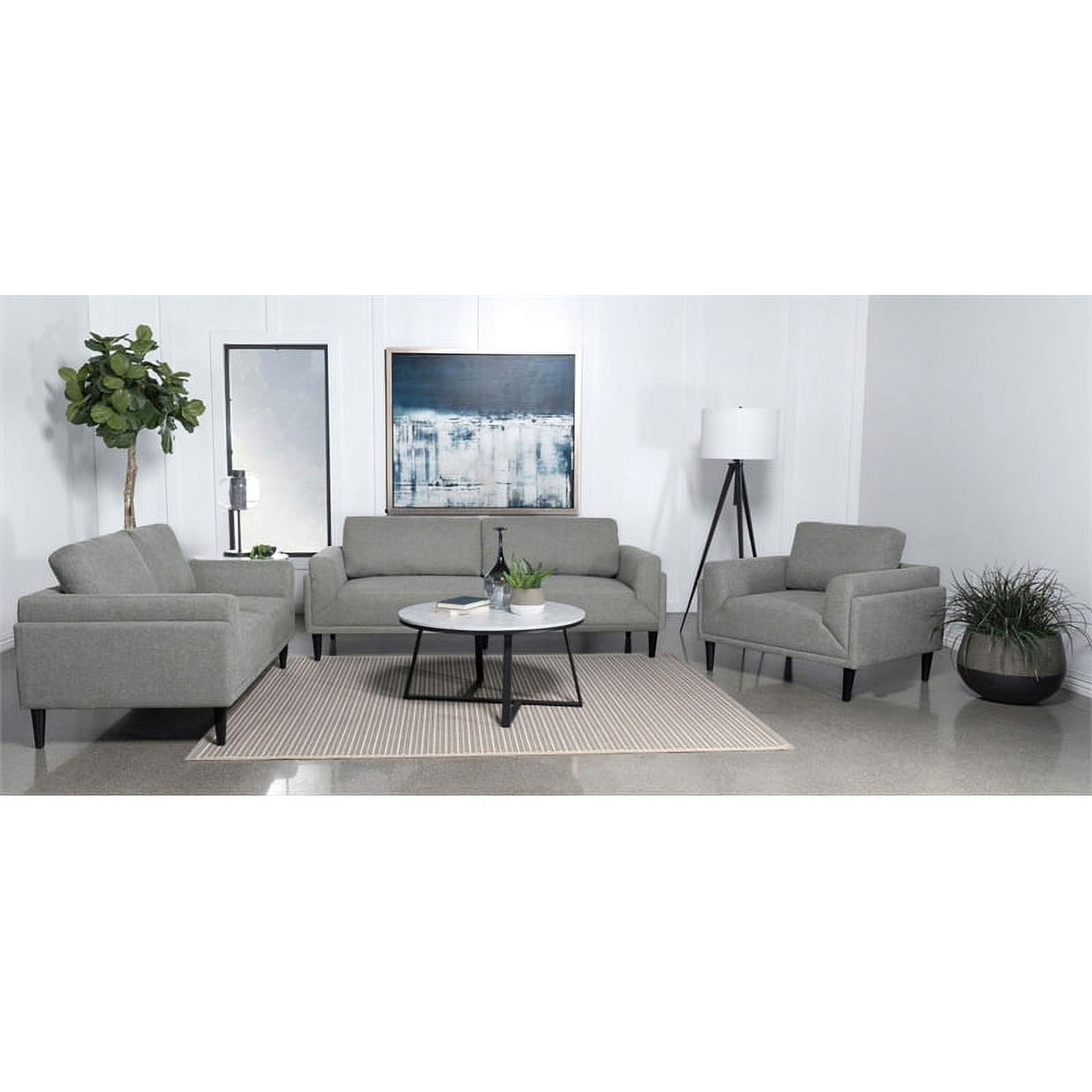 3-Piece Upholstered Fabric Sofa Set in Gray Q86720