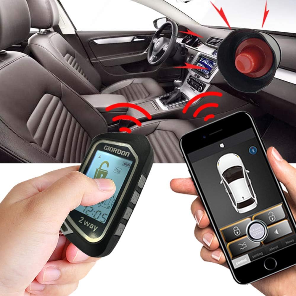 2 Way LCD Car Alarm Security System with Remote Start and Remote Key Control 1600 feet Range R117
